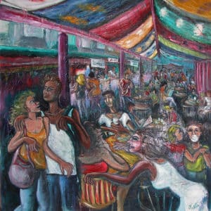 granville-Island-market-mixed-media-on-canvas